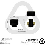 Thermal Grizzly DeltaMate Fitting ST16, Verbindung schwarz