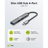 goobay Slim 4-Port USB-Hub, USB-C auf USB-C™/USB-A USB 3.2 Gen1 grau