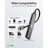 goobay Slim 4-Port USB-Hub, USB-C auf USB-C™/USB-A USB 3.2 Gen1 grau