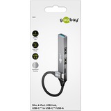 goobay Slim 4-Port USB-Hub, USB-C auf USB-C™/USB-A USB 3.2 Gen1 grau