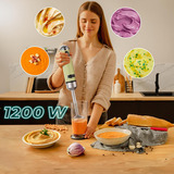 Cecotec Stabmixer Power RetroGreen 1200MAX Cream&Crush grün, 1.200 Watt, mit Zerkleinerer und Schneebesen