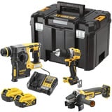 DEWALT Akku-Bohrschrauber, -Kombihammer und -Winkelschleifer Set DCK330P2T, 18Volt, Werkzeug-Set gelb/schwarz, Kombopack, 2x Li-Ionen Akku 5,0Ah, in T STAK-Box VI
