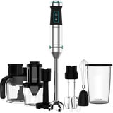 Cecotec Stabmixer Power TitanBlack 1500 XL, mit Zubehörset edelstahl/schwarz, 1.500 Watt, mit Zerkleinerer, Spiralschneider, Kartoffelstampfer, Schneebesen