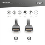 Digitus HDMI Ultra High Speed Anschlusskabel, mit Ethernet, UHD 8K schwarz/grau, 1 Meter, gesleevt