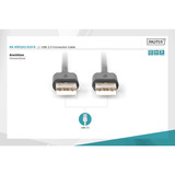 Digitus USB 2.0 Anschlusskabel USB-A (Stecker) > USB-A (Stecker) schwarz, 1 Meter