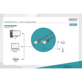 Digitus USB 2.0 Anschlusskabel USB-A (Stecker) > USB-A (Stecker) schwarz, 1 Meter