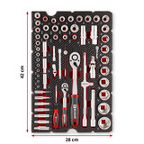 EINHELL Werkzeug-Pad Stecknüsse und Ratschen in E-Case-Einleger, Werkzeug-Set 60-teilig