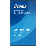 iiyama LH4366UHSB-B1AG, Public Display schwarz (matt), UltraHD/4K, VA, HDMI, USB-C