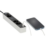 Brennenstuhl Ecolor Steckdosenleiste 3-fach, 2x USB, mit 3 Countdown Timern weiß/schwarz, 1,5 Meter Kabel, USB-A, USB-C, mit Sicherheitsschalter