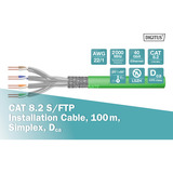 Digitus Professional Cat.8.2 S/FTP Verlegekabel simplex, Dca grün, 100 Meter Rolle
