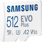 Samsung EVO Plus 512 GB microSDXC (2024), Speicherkarte weiß, UHS-I U1, Class 10, V10, A1