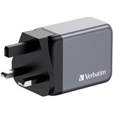 Verbatim GaN-Ladegerät 65W, 1x USB-A , 2x USB-C grau, PD 3.0, QC 3.0