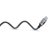 goobay Ethernet-Kabel USB-A 3.2 Gen1 Stecker > RJ-45 Stecker schwarz/silber, 1,5 Meter, geflochtener Textilmantel