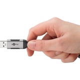 goobay Ethernet-Kabel USB-A 3.2 Gen1 Stecker > RJ-45 Stecker, LAN-Adapter schwarz/silber, 1,5 Meter, geflochtener Textilmantel