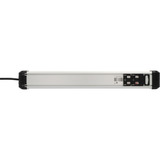 Brennenstuhl Premium-Alu-Line Steckdosenleiste 10-fach schwarz/aluminium, 3 Meter Kabel, mit Sicherheitsschalter