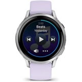 Garmin Venu 4 - 41 mm, Smartwatch silber/grau, Silikon-Armband in lavendelblau