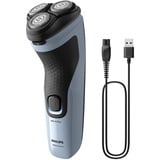 Philips Shaver 3000X Series, Rasierer hellblau/schwarz,  USB-A-Ladeanschluss 