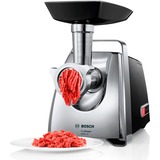 Bosch Home Fleischwolf ProPower MFW67440 silber/schwarz, 700 Watt, Schnitzler-, Wurstfüller- und Kebbe-Aufsatz