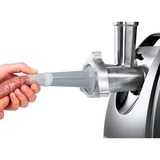 Bosch Home Fleischwolf ProPower MFW68660 silber/schwarz, 800 Watt, Fruchtpressen-, Schnitzler-, Wurstfüller- und Kebbe-Aufsatz