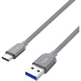 Nevox USB 3.2 Gen 1 Kabel, USB-A Stecker > USB-C Stecker silber, 1 Meter, gesleevt