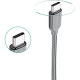 Nevox USB 3.2 Gen 1 Kabel, USB-A Stecker > USB-C Stecker grau, 2 Meter, gesleevt