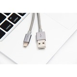Nevox USB Adapterkabel, USB-A Stecker > Lightning Stecker silber/grau, 1 Meter, gesleevt