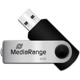 MediaRange Flexi-Drive 64 GB, USB-Stick schwarz/silber, USB-A 2.0