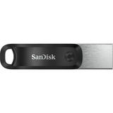 SanDisk iXpand Go 128 GB, USB-Stick schwarz/silber, USB-A 3.2 Gen 1, Apple Lightning Connector