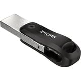 SanDisk iXpand Go 256 GB, USB-Stick schwarz/silber, USB-A 3.2 Gen 1, Apple Lightning Connector