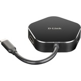 D-Link DUB-M420 4‑in‑1 USB‑C Hub mit HDMI/USB‑C Ladeanschluss, USB-Hub schwarz/silber