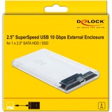 DeLOCK Externes Gehäuse für 2.5" SATA HDD / SSD mit SuperSpeed USB 10 Gbps (USB 3.1 Gen 2), Laufwerksgehäuse transparent