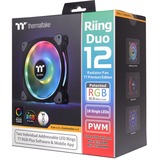 Thermaltake Riing Duo 12 RGB Radiator Fan 3 Pack, Gehäuselüfter schwarz, 3er Set, 1x Controller, 120 mm