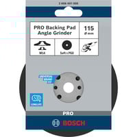 Bosch PRO Backing Pad, Stützteller für Fiberschleifscheiben 115mm, M14, Schleifteller weich, für Winkelschleifer mit Spannmutter