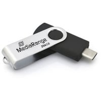 MediaRange USB Type-C 256 GB, USB-Stick schwarz/silber, USB 3.2 Gen 1 Type-C