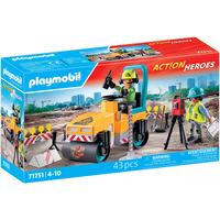 PLAYMOBIL 71751 Action Heroes Straßenbaustelle, Konstruktionsspielzeug 