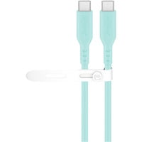 goobay USB 2.0 Silikonkabel türkis, USB-C Stecker > USB-C Stecker türkis, 1,5 Meter, PD 60 Watt