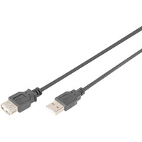 Digitus USB 2.0 Verlängerungskabel, USB-A Stecker > USB-A Buchse schwarz, 5 Meter