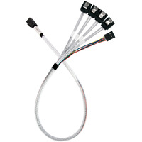 SilverStone Adapterkabel SST-CPS05-RE, mini-SAS SFF 8643 > 4x SATA hellblau, 60cm
