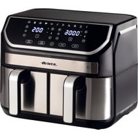 Ariete Heißluftfritteuse Dual Metal 9 L edelstahl/schwarz, 2.100 Watt, 2 Körbe je 4,5 Liter