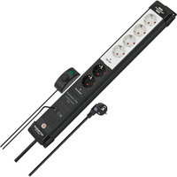 Brennenstuhl Premium-Line Comfort Switch Plus Steckdosenleiste 6-fach, 2x permanent schwarz/hellgrau, 3 Meter Kabel, mit Hand-/Fußschalter