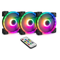 Inter-Tech Argus RGB-Fan Set RS-14 140x140x25, Gehäuselüfter schwarz, 3er Set, inkl. Controller, 140 mm