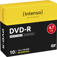 Intenso DVD-R 4,7 GB, DVD-Rohlinge 16fach, 10 Stück, bedruckbar