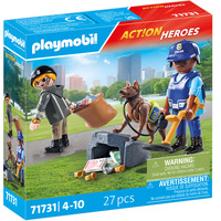PLAYMOBIL 71731 Action Heroes Spurensuche mit Hund, Konstruktionsspielzeug 