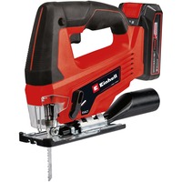 EINHELL Power X-Change Akku-Stichsäge TC-JS 18 Li, 18Volt rot/schwarz, Li-Ionen Akku 2,5Ah, Koffer E-Box Basic