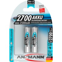 Ansmann 2700mAh, Akku silber, 2x AA (Mignon)