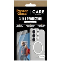 PanzerGlass Flagship 3-in-1 Set transparent/weiß, Samsung Galaxy S25, QI-kompatibel, EasyAligner