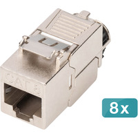 Digitus Keystone-Modul Cat. 8.1, geschirmt, 8 Stück silber, werkzeugfreier Montageanschluss