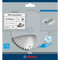 Bosch PRO Aluminium cordless Kreissägeblatt, Ø 136mm, 50Z Bohrung 15,875mm, für Akku-Handkreissägen