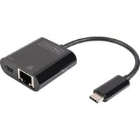 Digitus  USB Type-C Gigabit Ethernet Adapter schwarz, mit Power Delivery Unterstützung
