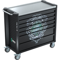 Wera 9701 Tool Rebel Werkstattwagen Stainless XXL 1, mit Bestückung, Werkzeugwagen schwarz/silber, 188-teilig (Elektro / VDE), im exklusiven Tool Rebel Design